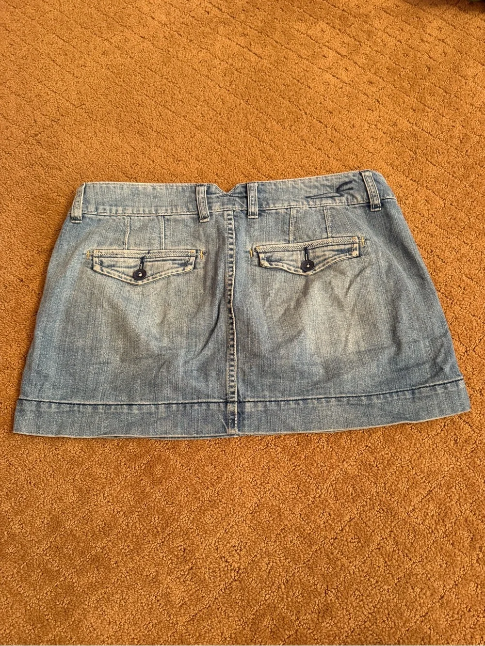 Vintage Y2K American Eagle Skirt Womens 8 Low Rise Micro Mini Denim Medium Wash